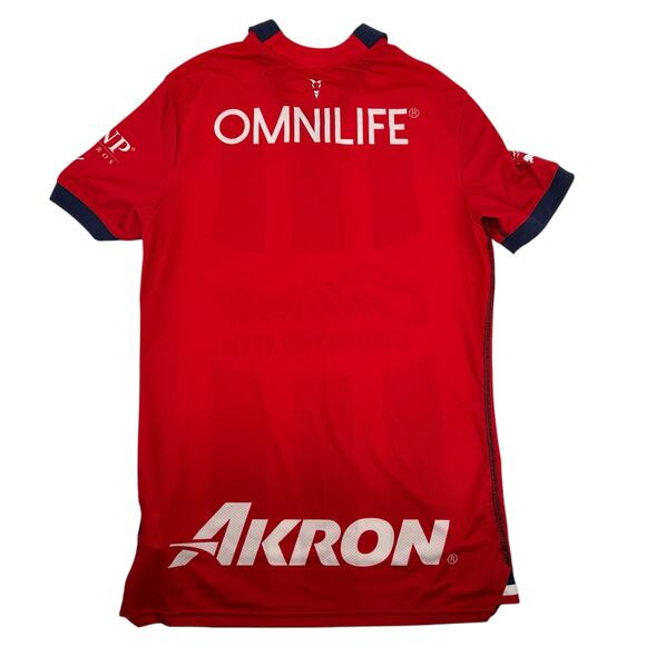 Men's Small Chivas Puma 2023/24 Home Replica Jersey - Red White Striped Collared - Picture 9 of 11